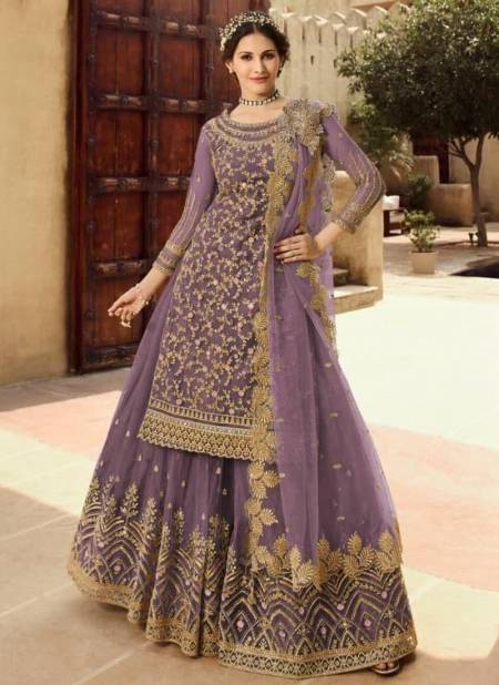 Purple Colour Glossy Simar Amyra Shaivi New Latest Designer Soft Net Salwar Suit Collection 15030 C